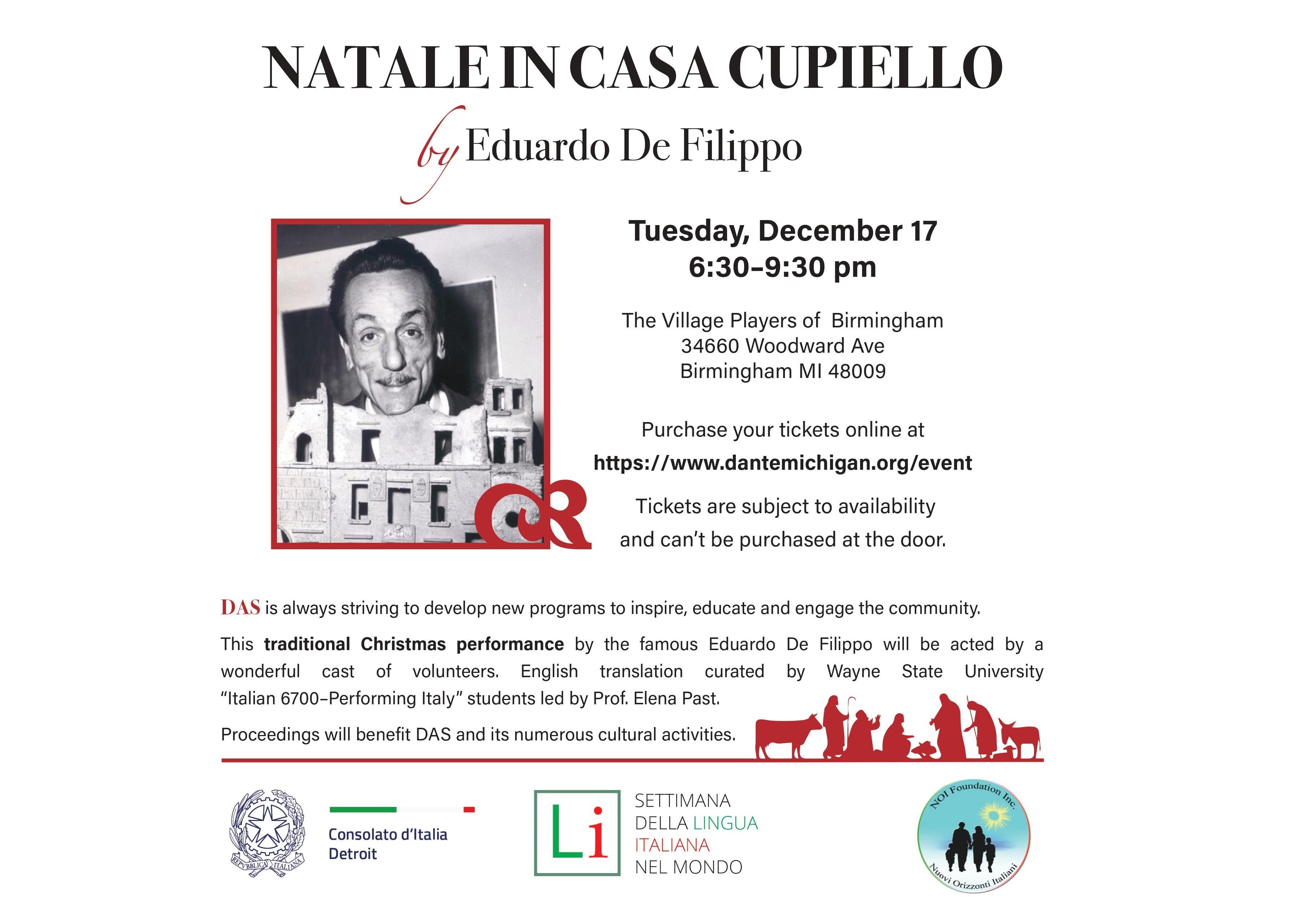 Prof Natale.We The Italians Dante Alighieri Society Presents Natale In Casa Cupiello